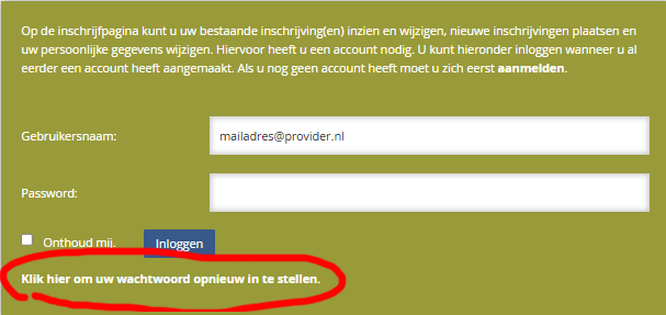 Inlogscherm LedenPortaal